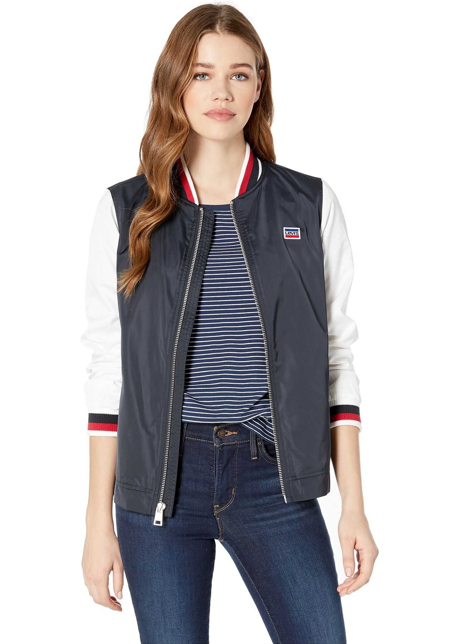Poly Satin Color Block Open Bottom Jacket with Rib Knit