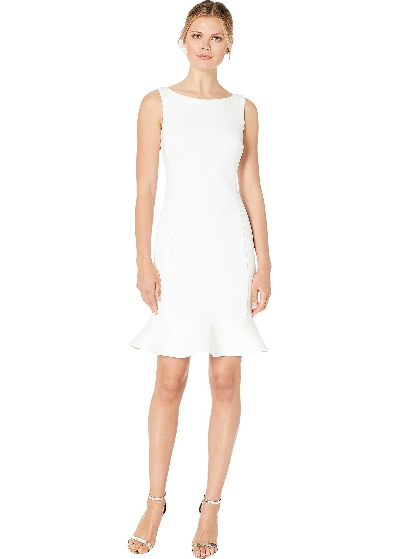 Calvin Klein Ruffle Hem Dress Cream