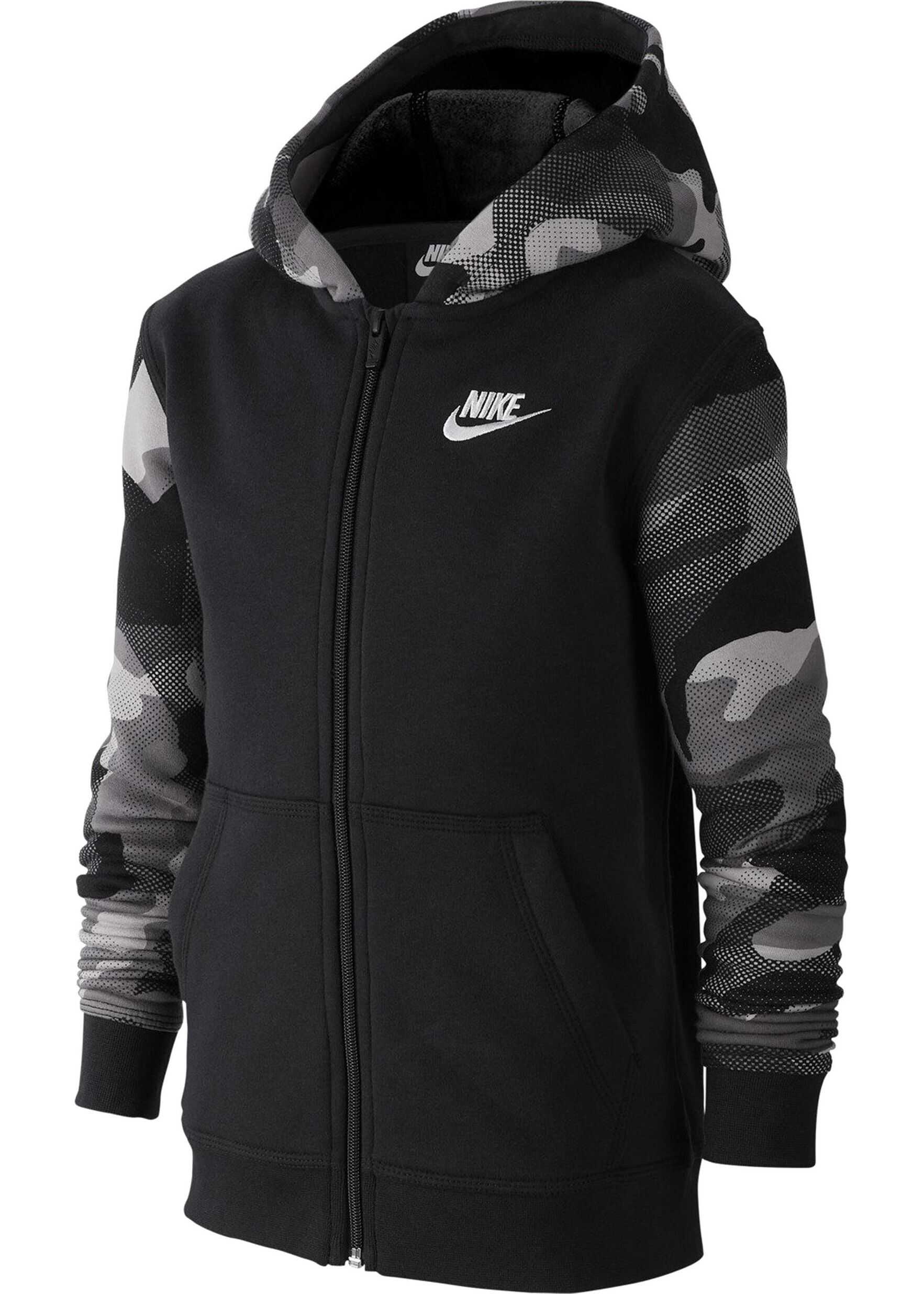 Bluza Nike B NSW FZ CLUB AOP2 Negru