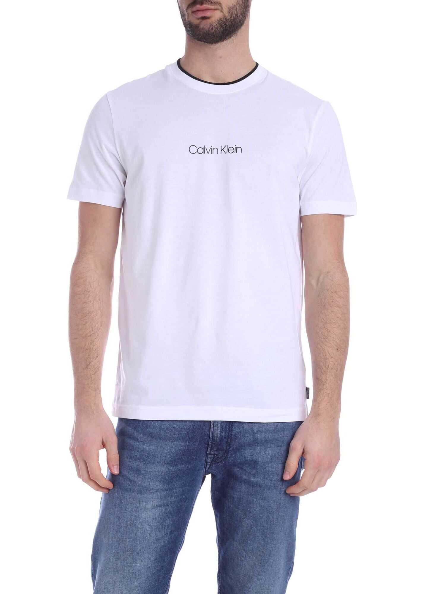 Calvin Klein Contrasting Logo Print T-Shirt In White White