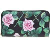 Portofele Tropical Rose Print Wallet Zip Around In Black Femei
