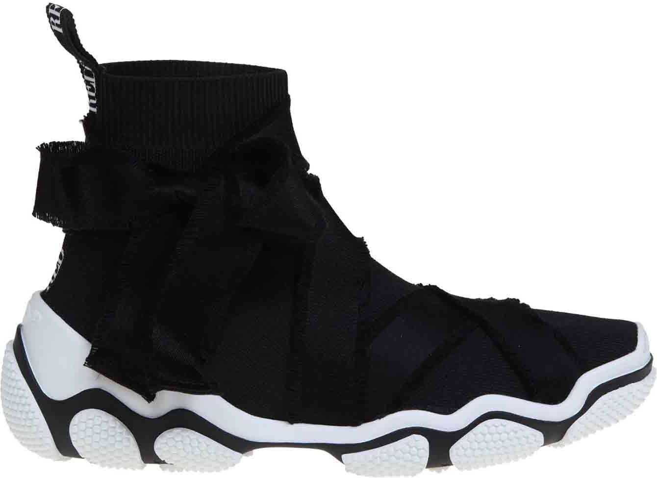 RED VALENTINO Glam Run Sneakers In Stretch Mesh And Ribbons Black