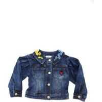Jachete Blue Denim Jacket With Multicolor Embroidery Fete