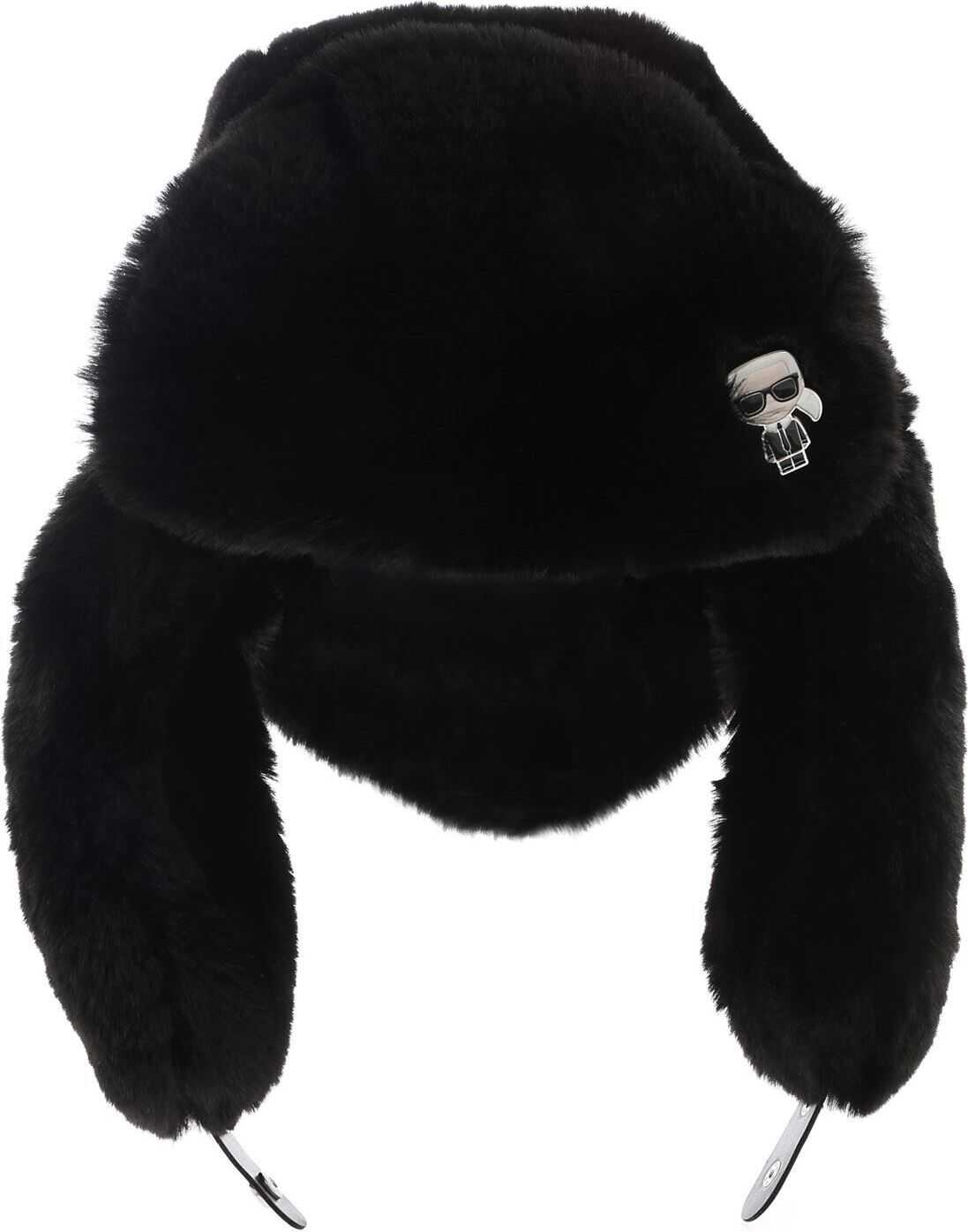 Karl Lagerfeld K/Ikonik Eco-Fur Hat In Black Black