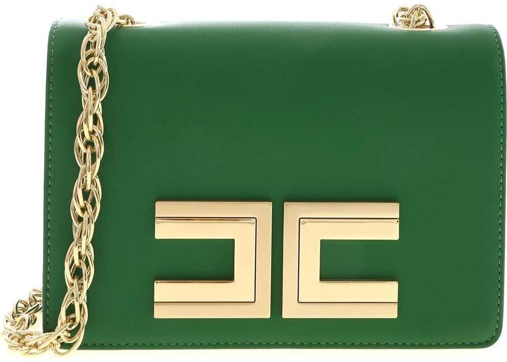 Elisabetta Franchi Gold Logo Bag In Green Green