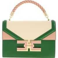 Genti de mana Metal Logo Handbag In Green And Cream Femei