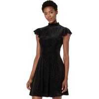 Rochii elegante Spotted Burnout Fit and Flare Mock Neck Dress Femei