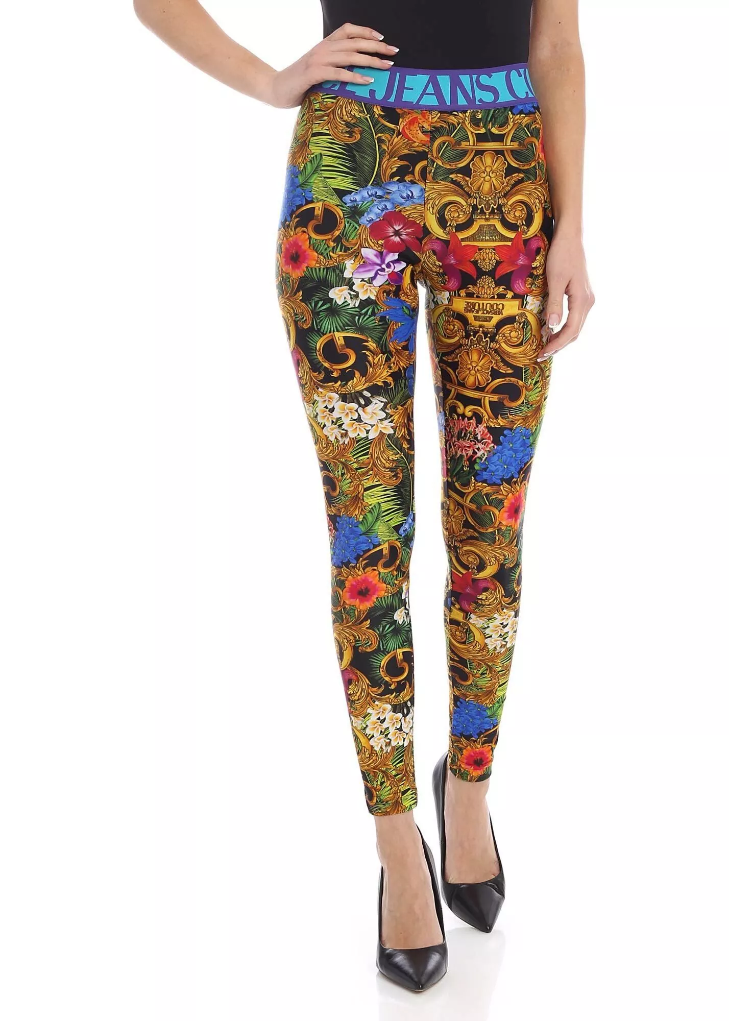 Versace Jeans Couture Jungle Bar Leggings In Multicolor Multi