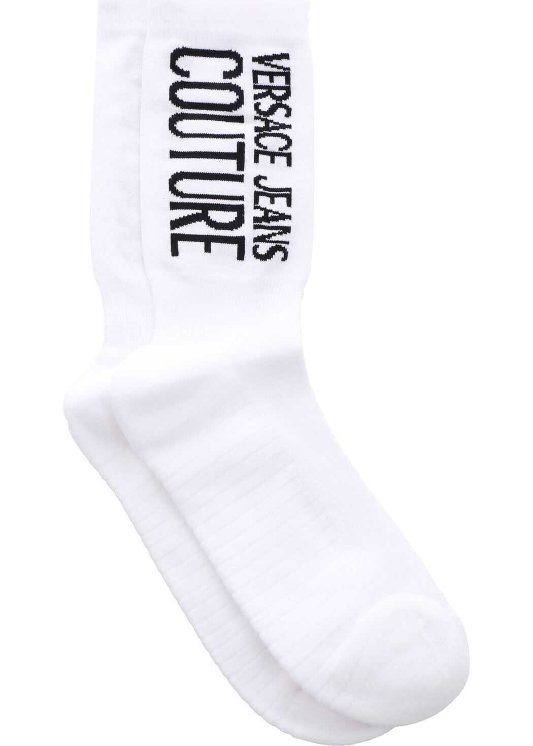 Versace Jeans Couture Vertical Logo Socks In White White