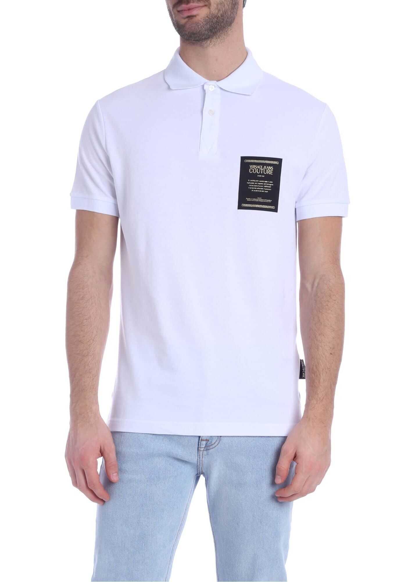 Versace Jeans Couture Polo Shirt In White With Logo On The Chest White