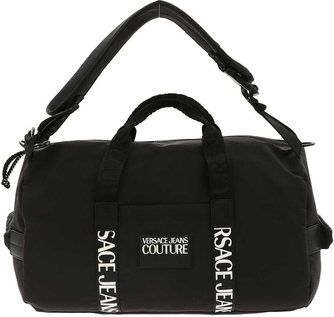 Versace Jeans Couture Rubber Logo Tag Duffle Bag In Black Black