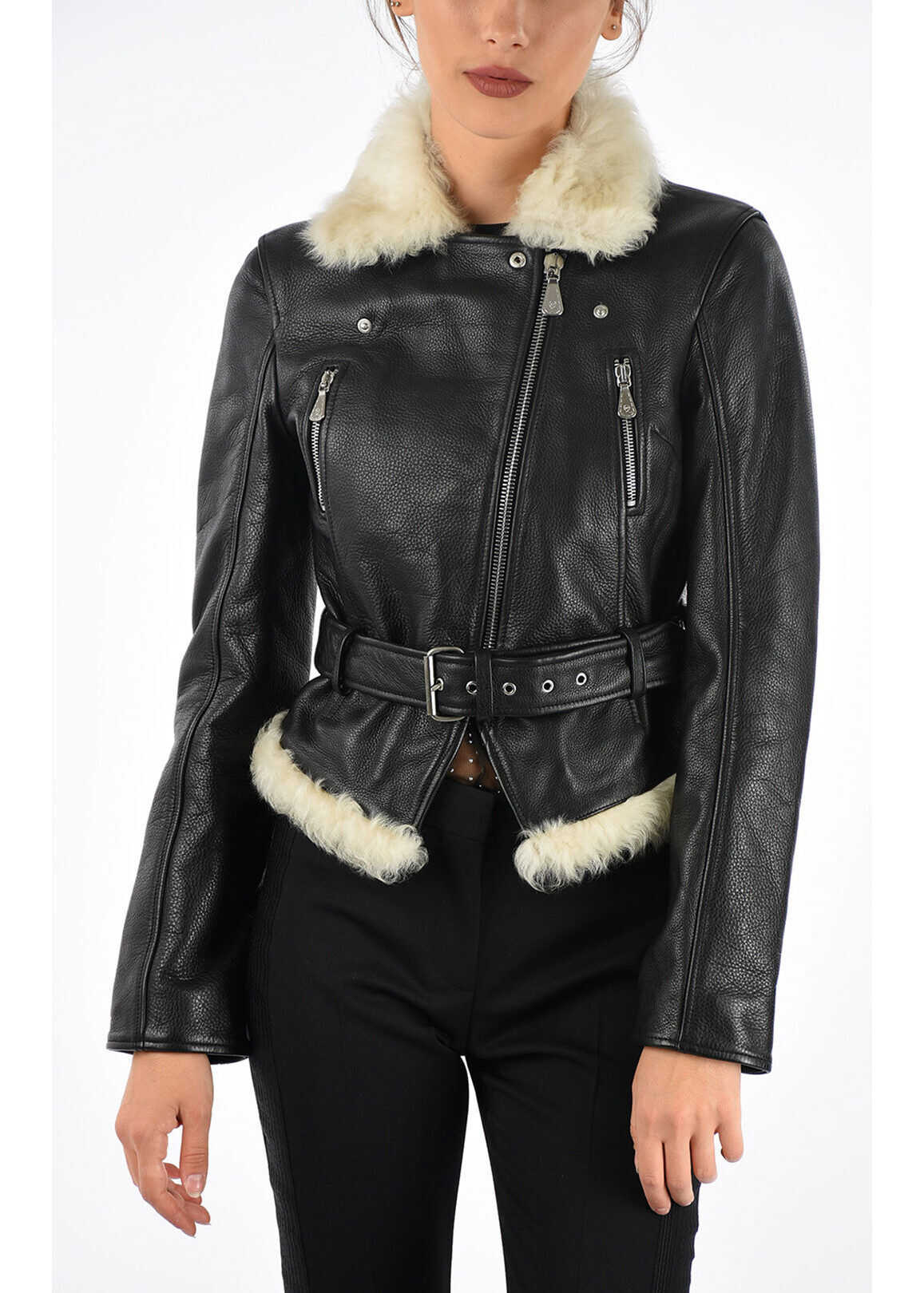 Alexander McQueen MCQ Leather Shearling Jacket* BLACK