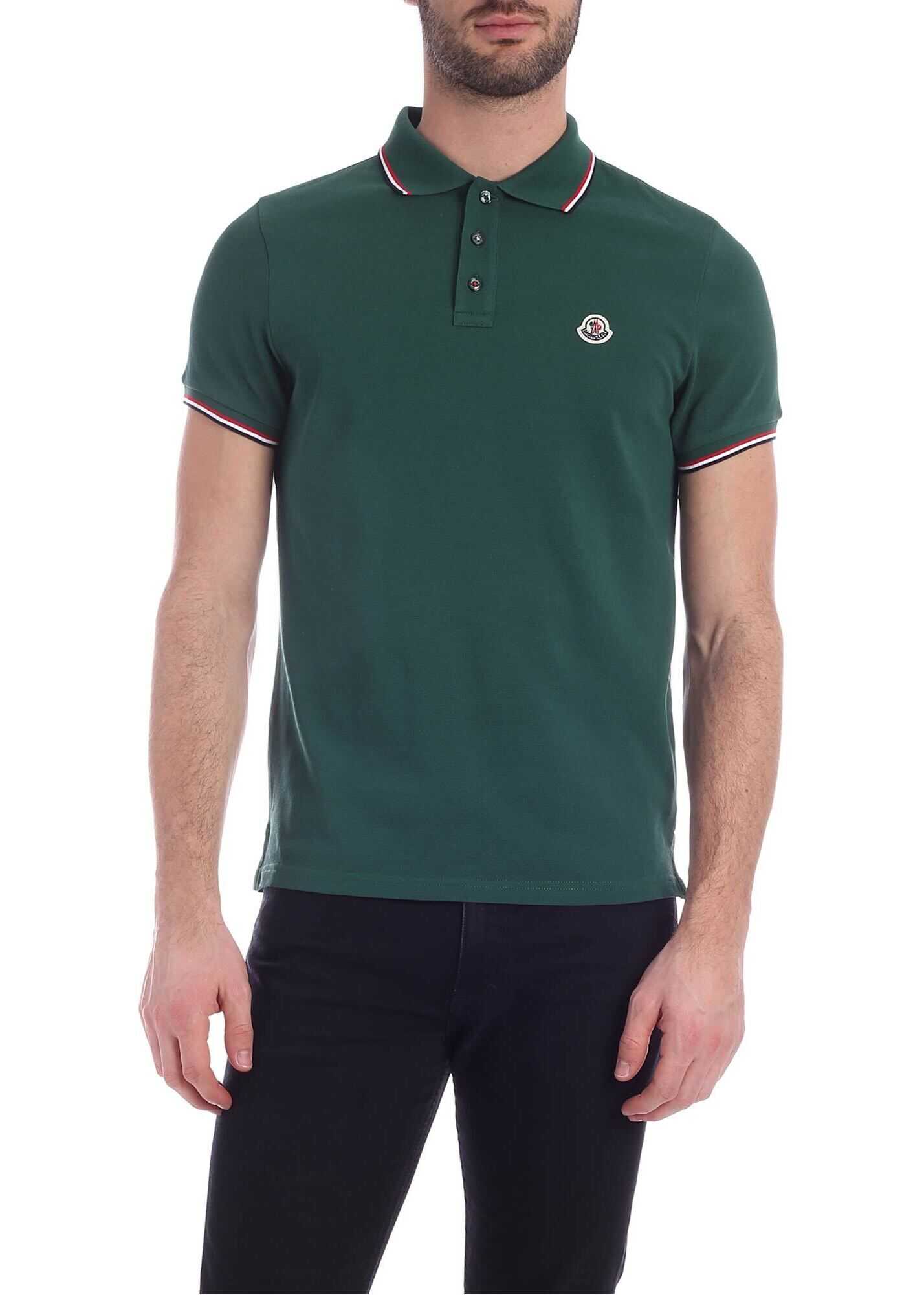 Moncler Logo Patch Polo Shirt In Emerald Green Color 8A70300 84556 865 Green