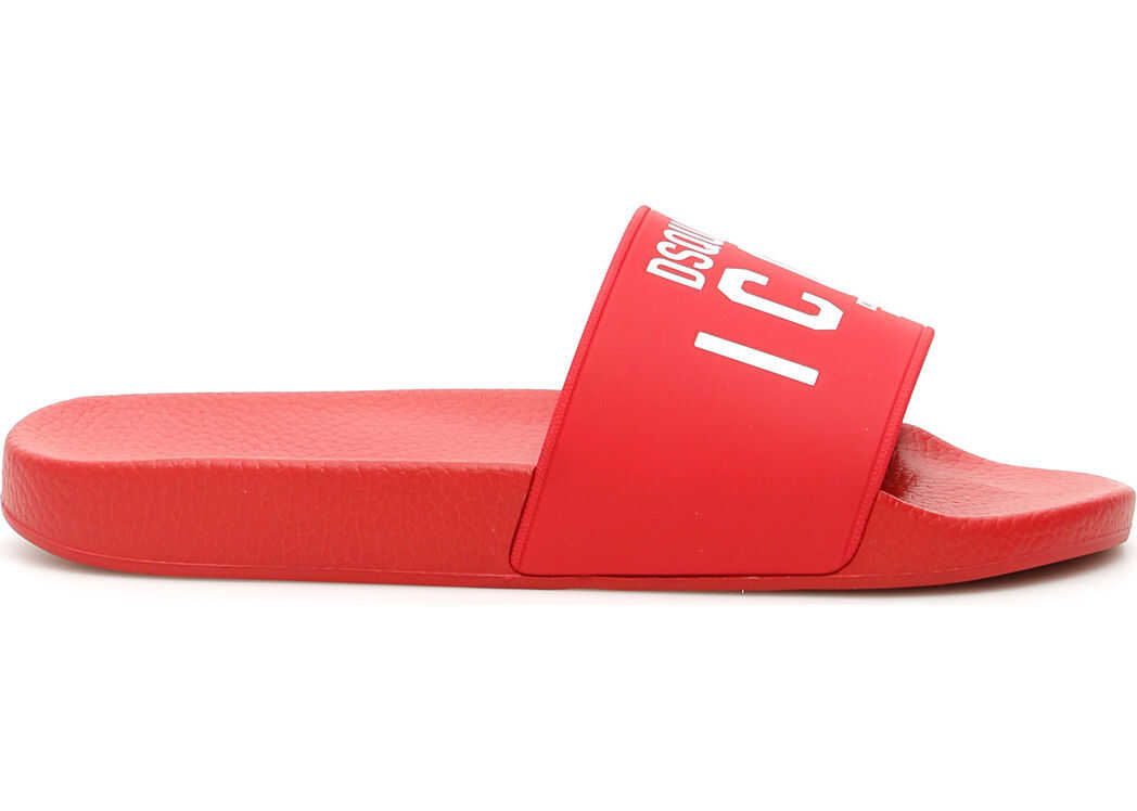 DSQUARED2 Icon Logo Rubber Slides ROSSO