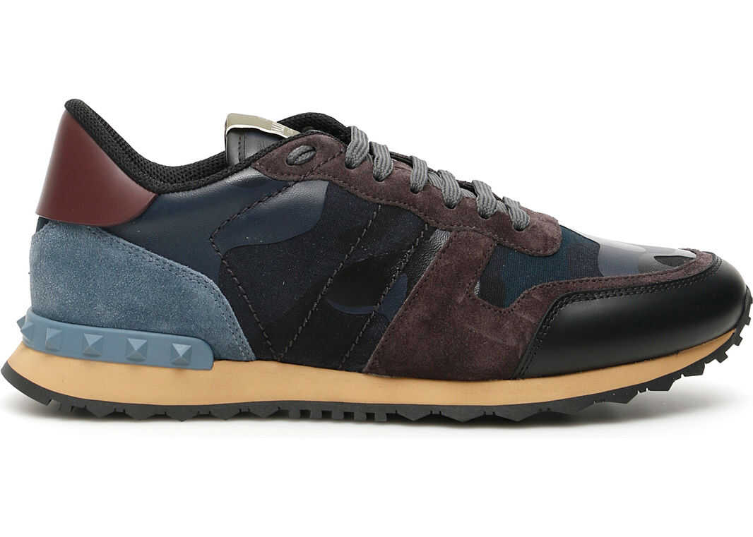 Valentino Garavani Camouflage Rockrunner Sneakers MARINE MARINE PLUM ASP NE RUBIN BEIGE