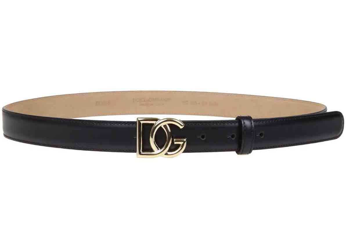 Dolce & Gabbana Crossed Dg Logo Buckle Belt In Black BE1355 AX350 80999 Black