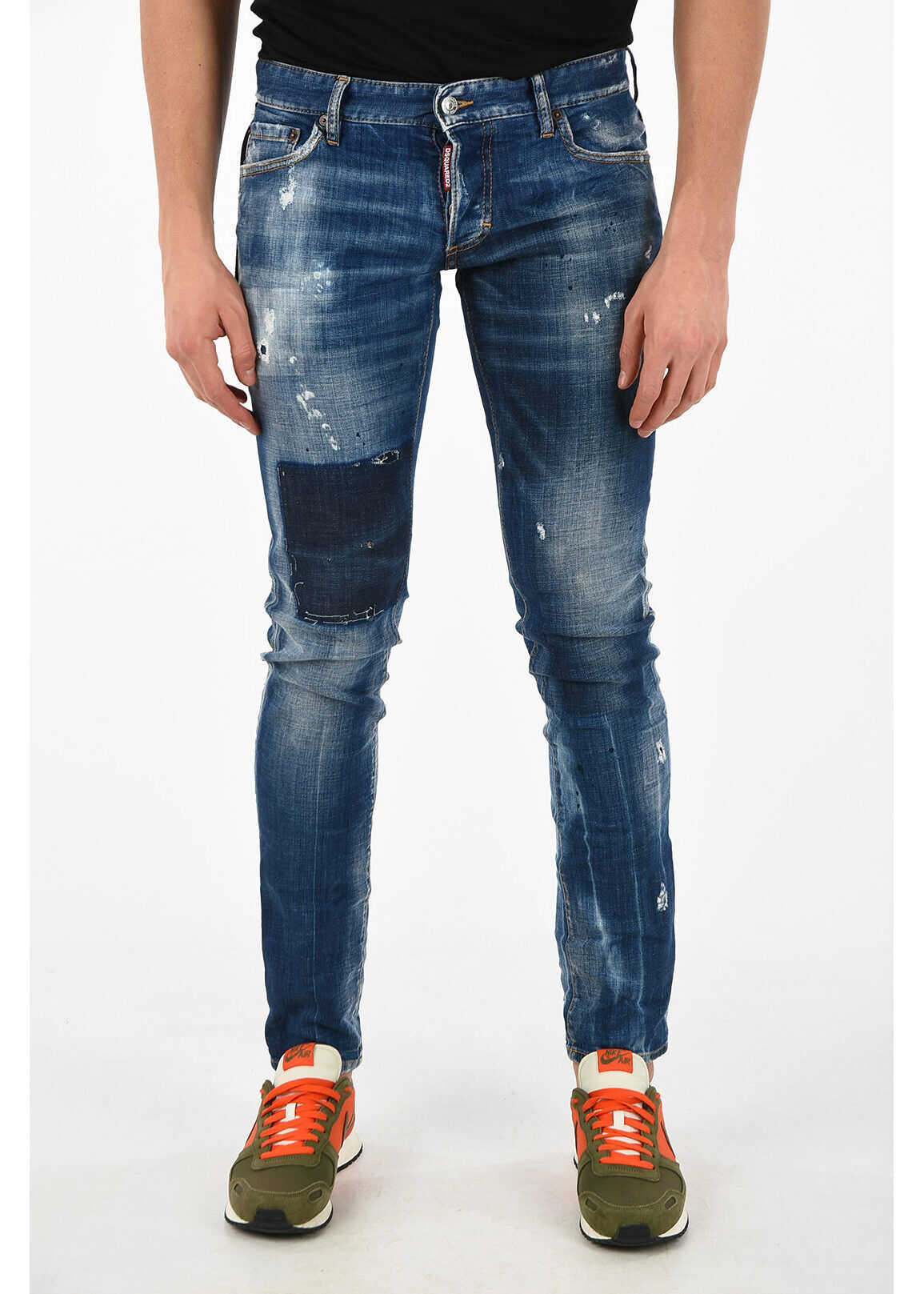 Blug DSQUARED2 16cm Vintage Effect Slim Fit Jeans BLUE