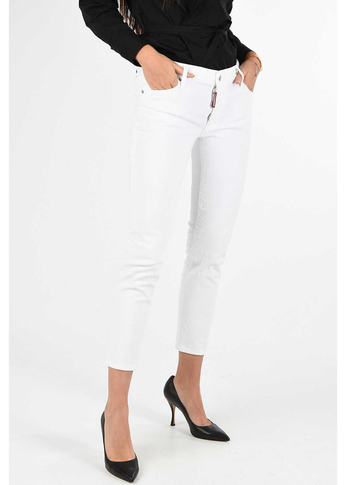 Blug DSQUARED2 Tapered Jeans RUNWAY STRAIGHT CROPPED 15 cm WHITE