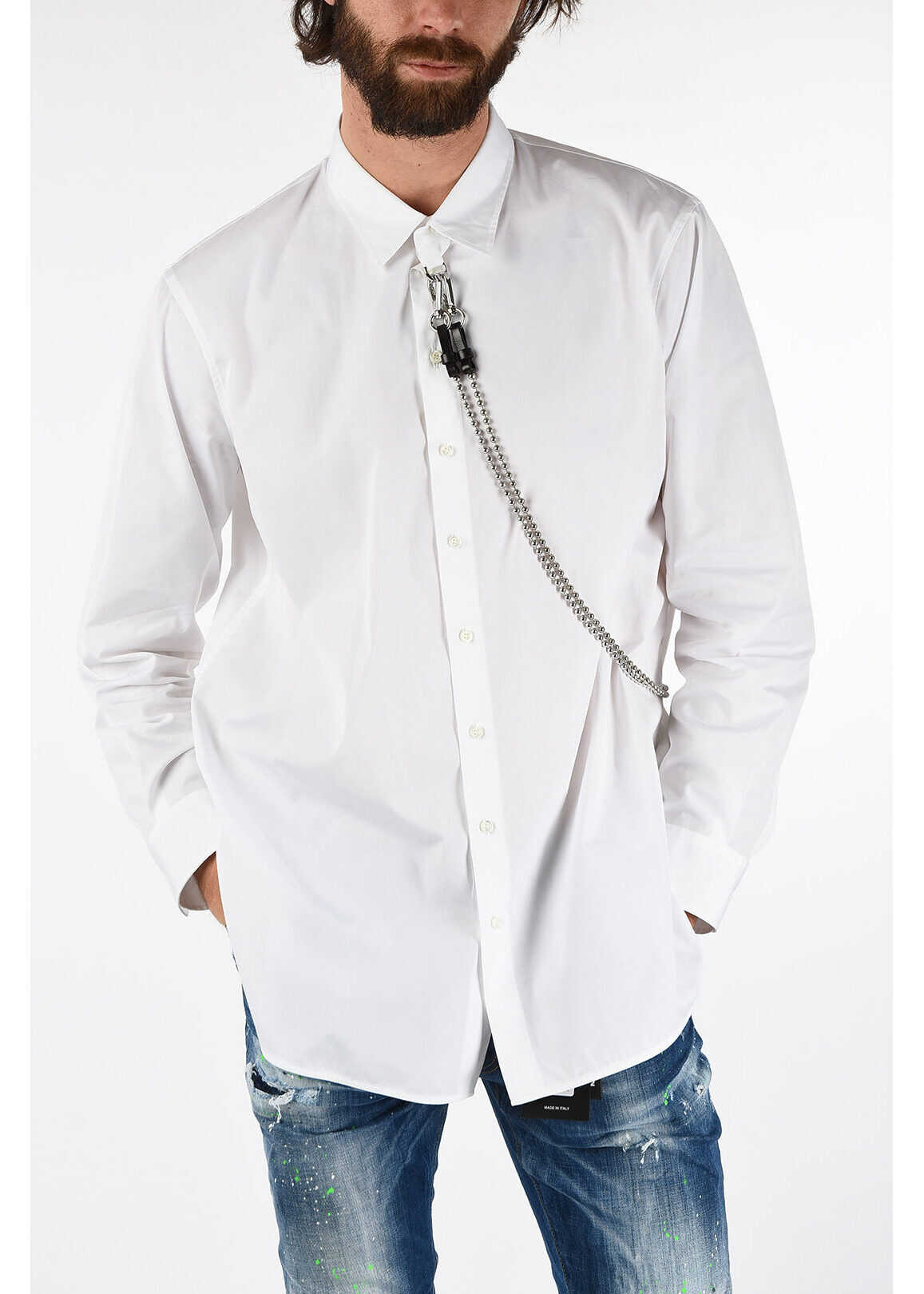Camasa DSQUARED2 Shirt with Chain WHITE