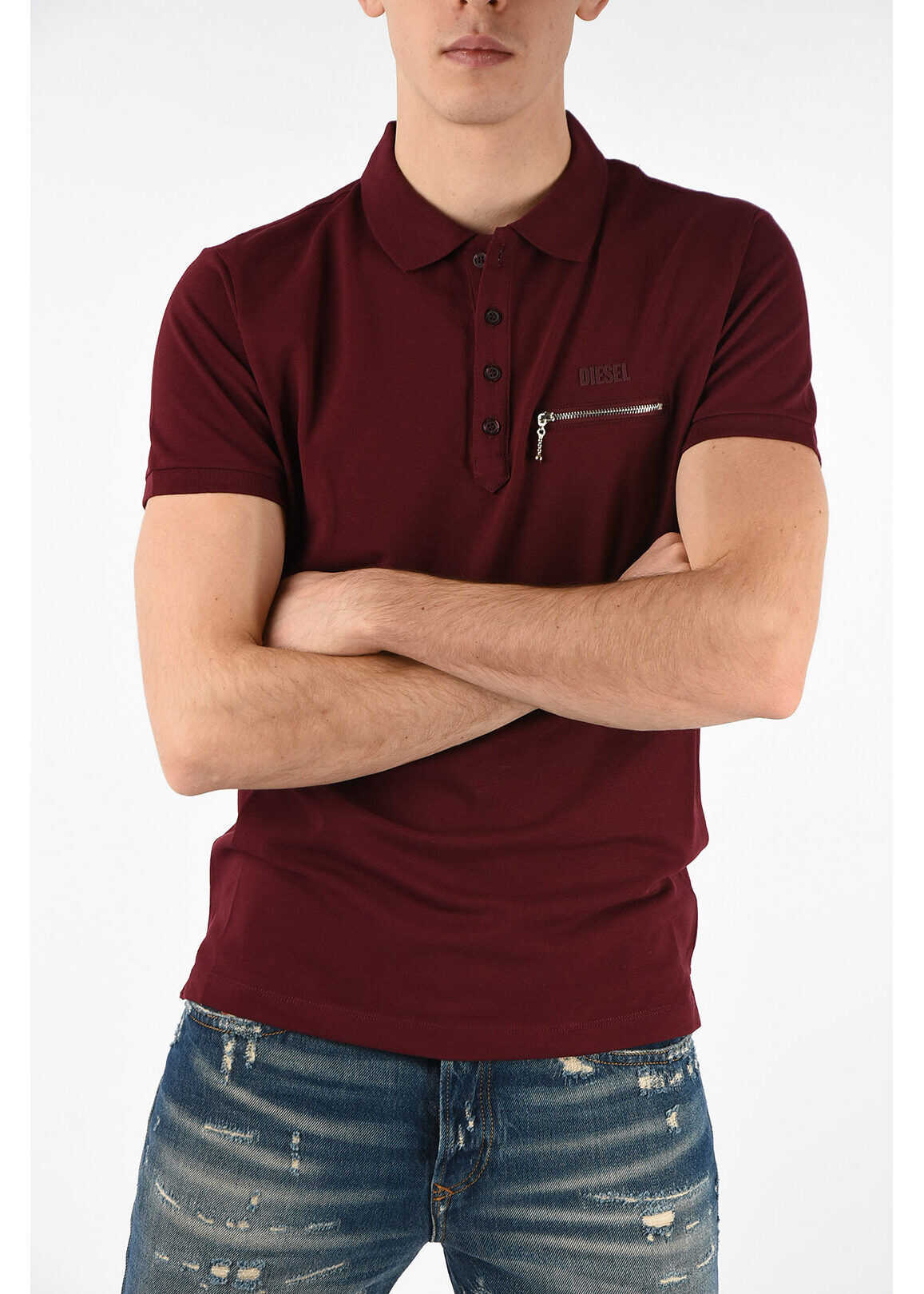 Diesel Polo T-KAL-3 with Breast Pocket BURGUNDY