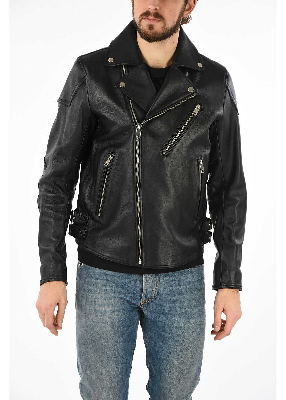 Diesel Leather L-KRAMPIS Jacket BLACK