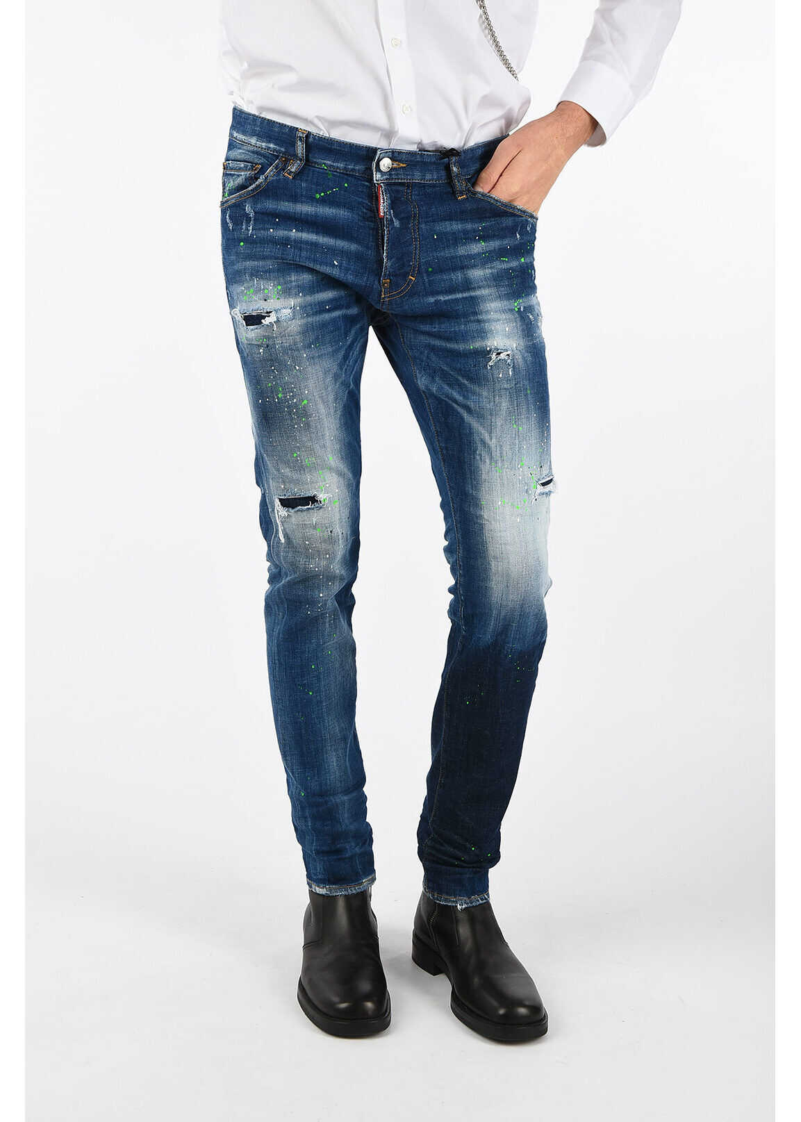 DSQUARED2 16cm Painted COOL GUY Distressed Jeans BLUE