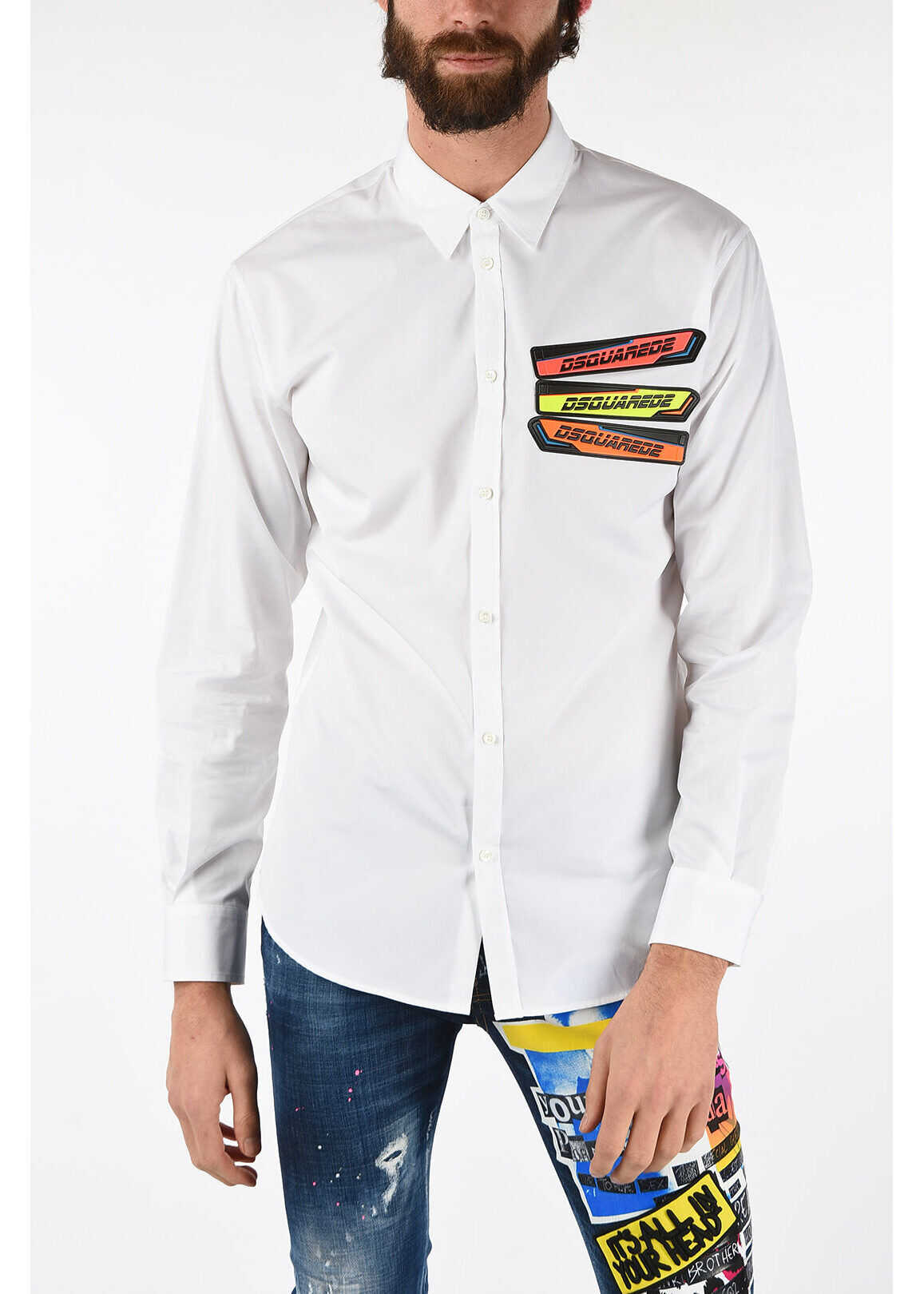 Camasa DSQUARED2 Shirt with Embroidery WHITE