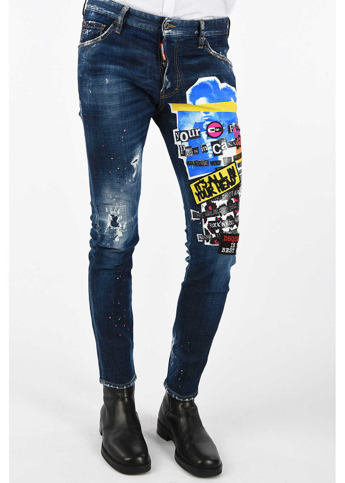Blug DSQUARED2 16cm Embroidered COOL GUY Jeans BLUE