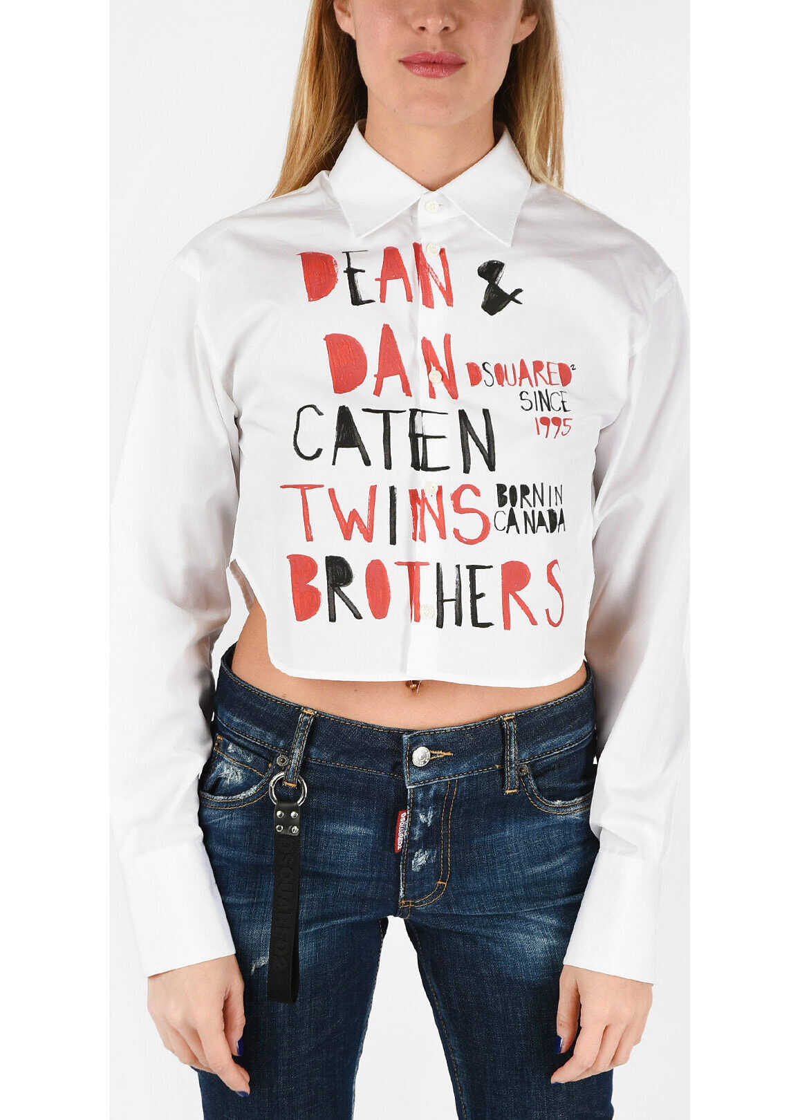 DSQUARED2 Printed Crop Blouse WHITE