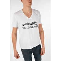 Tricouri Just Cavalli Ghepard Embroidered V-neck T-shirt