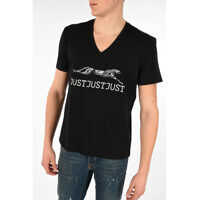 Tricouri Just Cavalli Ghepard Embroidered V-neck T-shirt