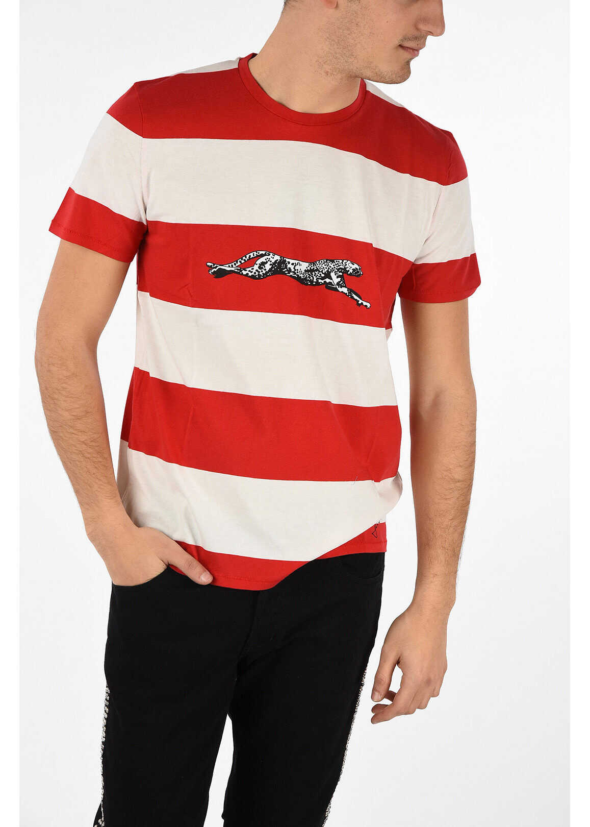 Just Cavalli Striped Crewneck T-shirt WHITE