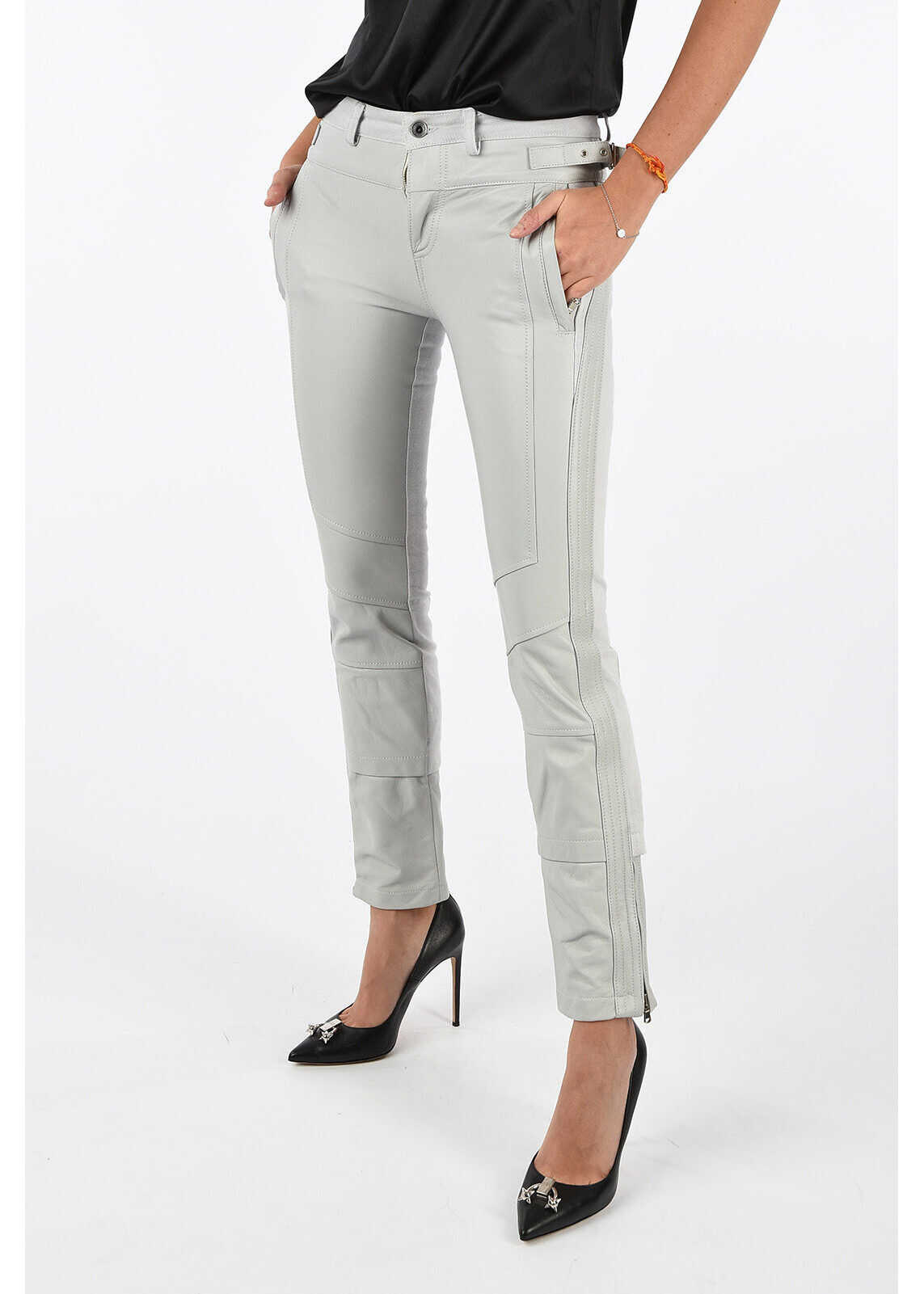 Diesel BLACK GOLD Leather PELIEN Pants GRAY