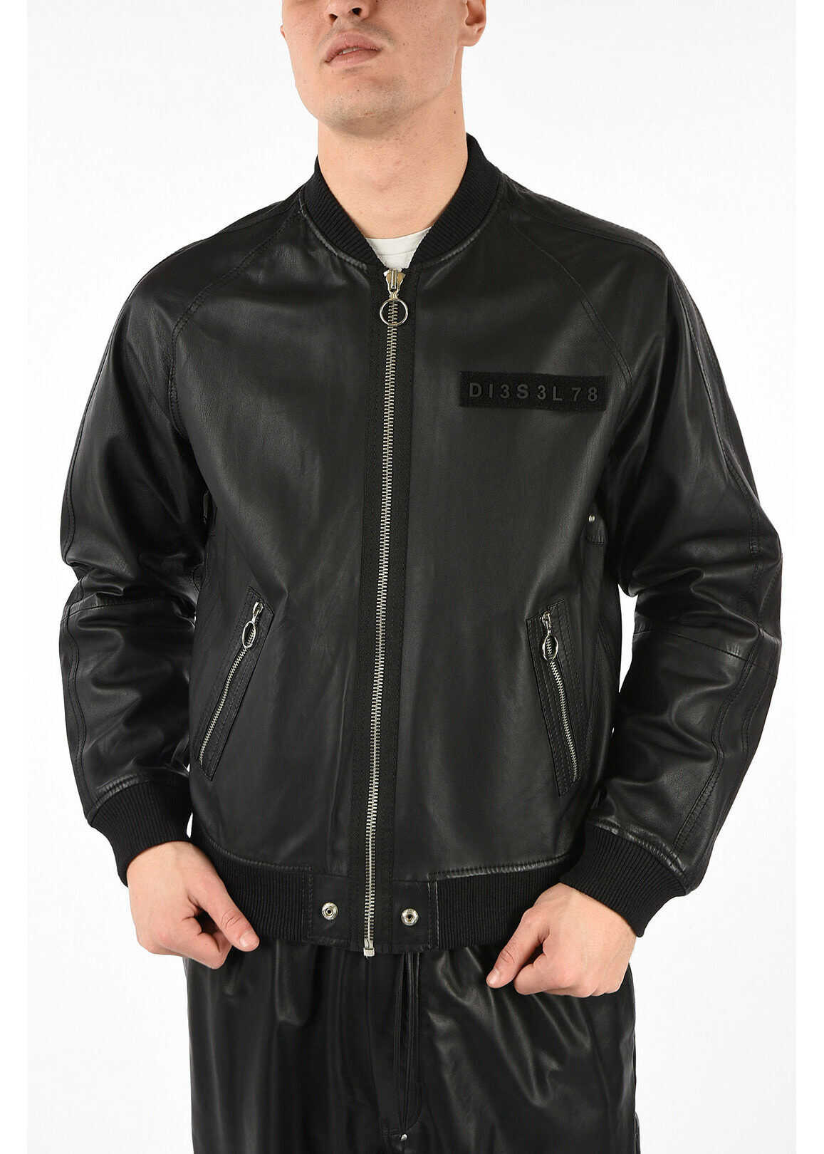 Diesel Leather L-PINS-A Bomber BLACK