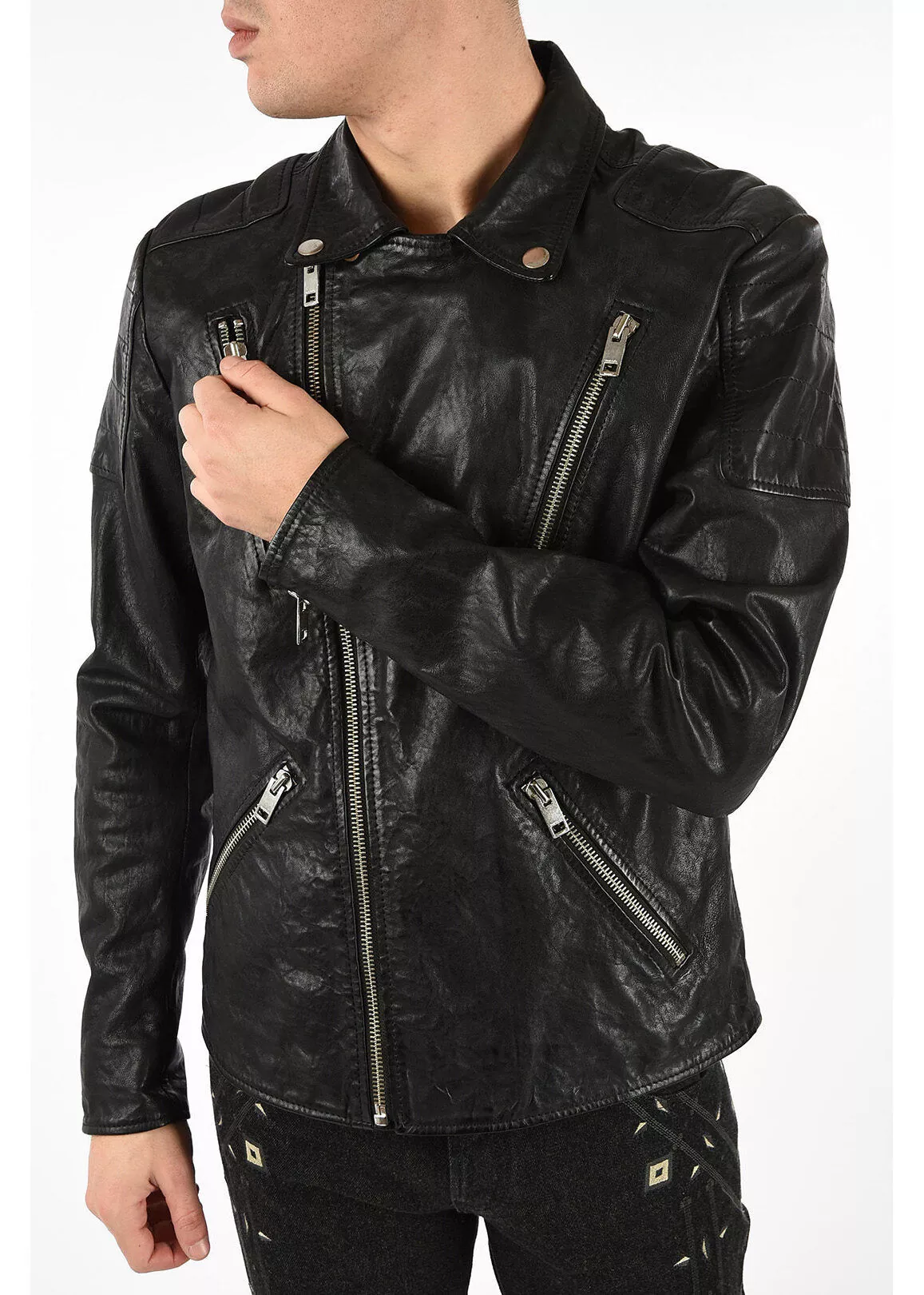 Diesel Leather R-PUSMIR Jacket BLACK