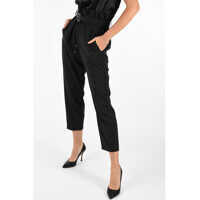 Pantaloni office BLACK GOLD Capri Belted PATINIR Pants Femei