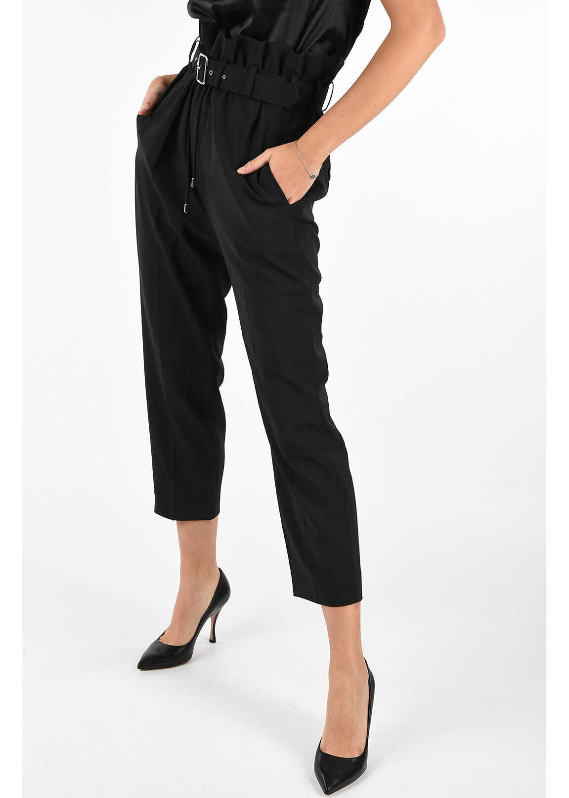 Diesel BLACK GOLD Capri Belted PATINIR Pants BLACK