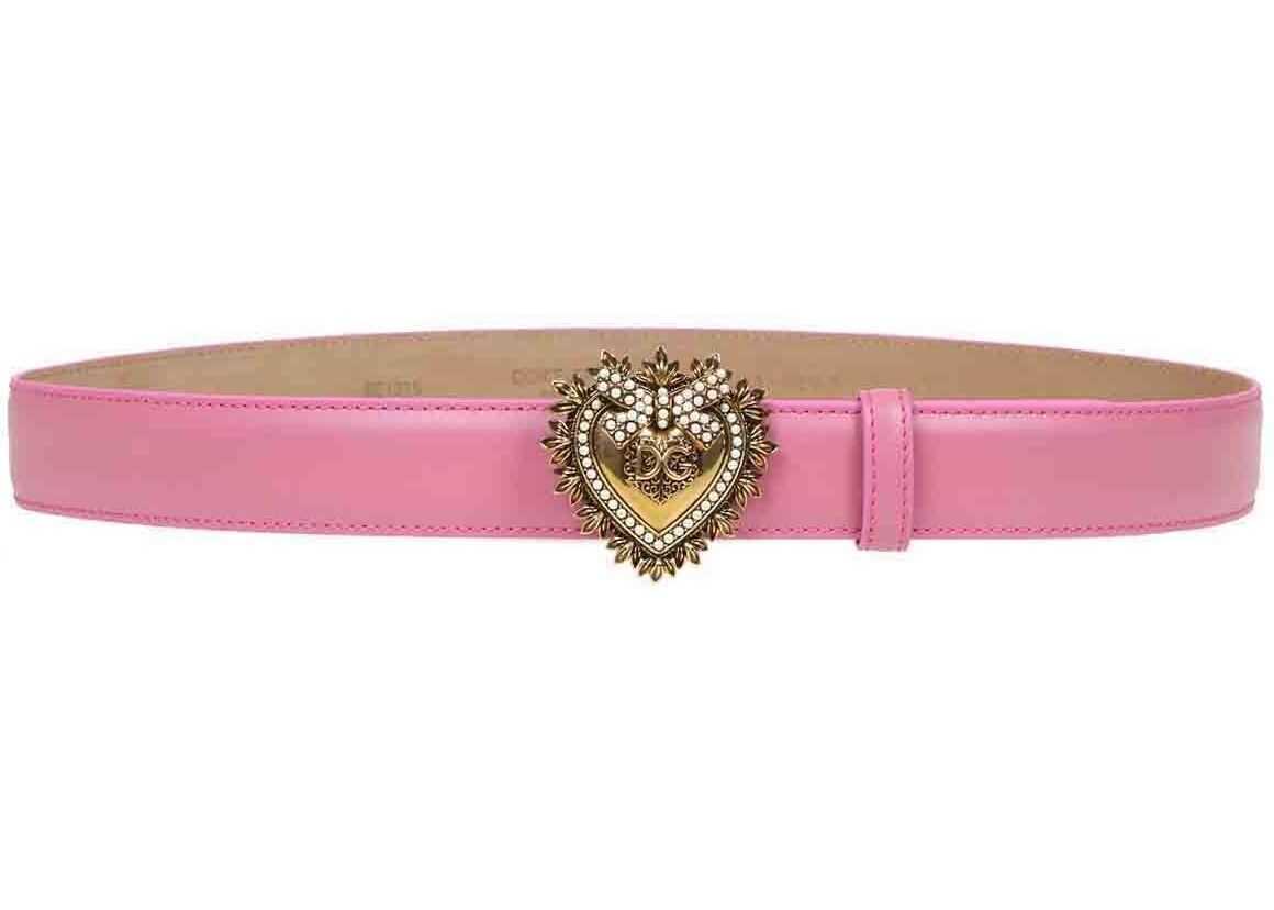 Dolce & Gabbana Devotion Belt In Pink Lux Leather Pink