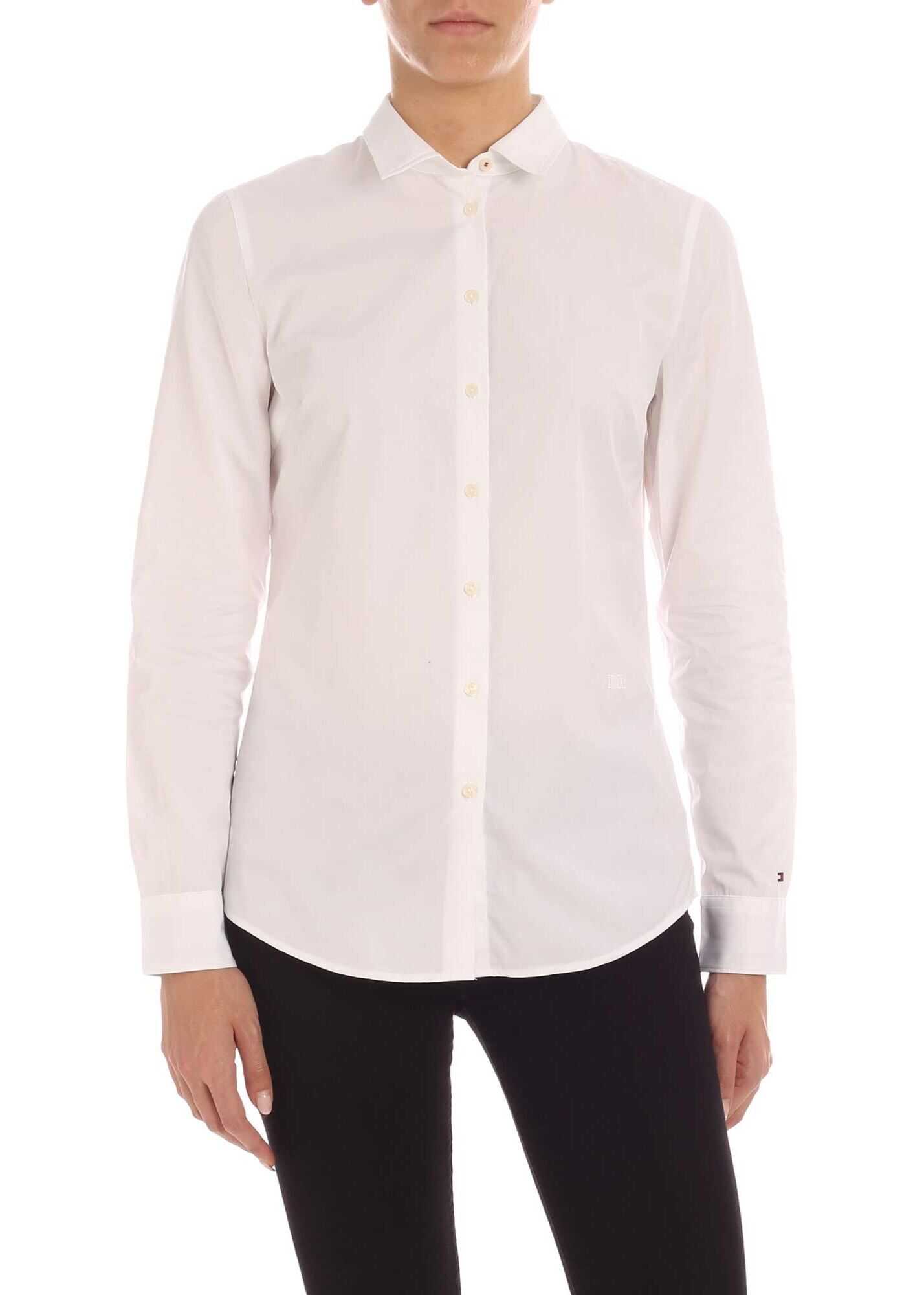 Tommy Hilfiger Logo Embroidery Shirt In White White