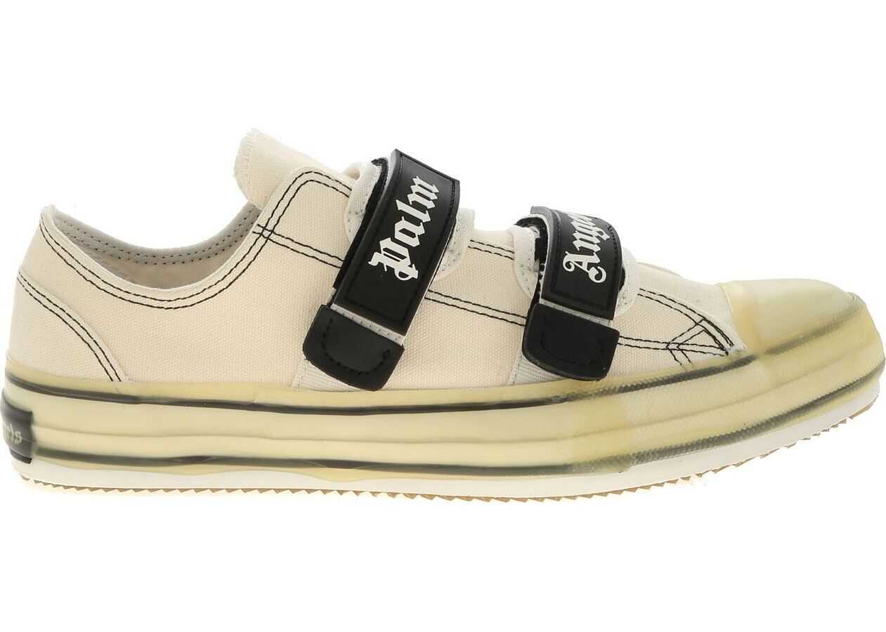 Palm Angels Vulcanized Sneakers In Ivory Color With Logo Cream