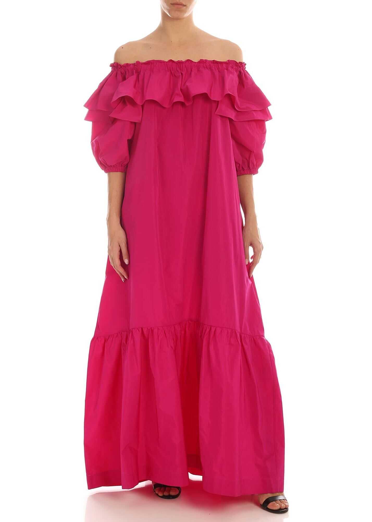 P.A.R.O.S.H. Ruffles On The Neckline Dress In Purple Purple