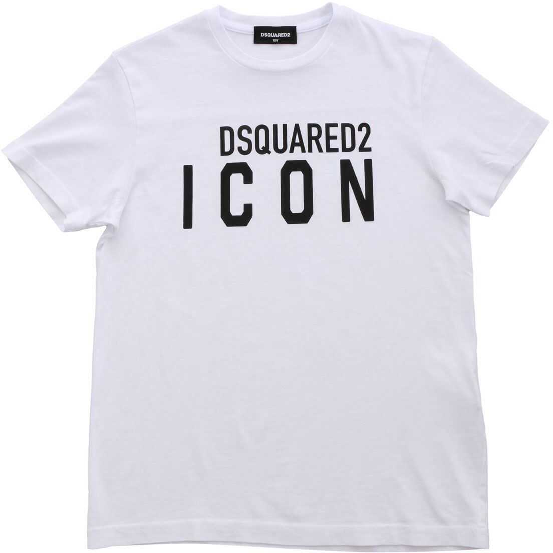 DSQUARED2 White T-Shirt With Black Icon Print White
