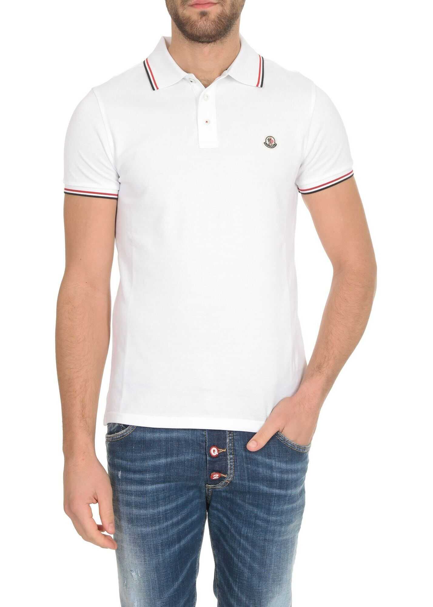 Moncler Logo Patch Polo Shirt In White White