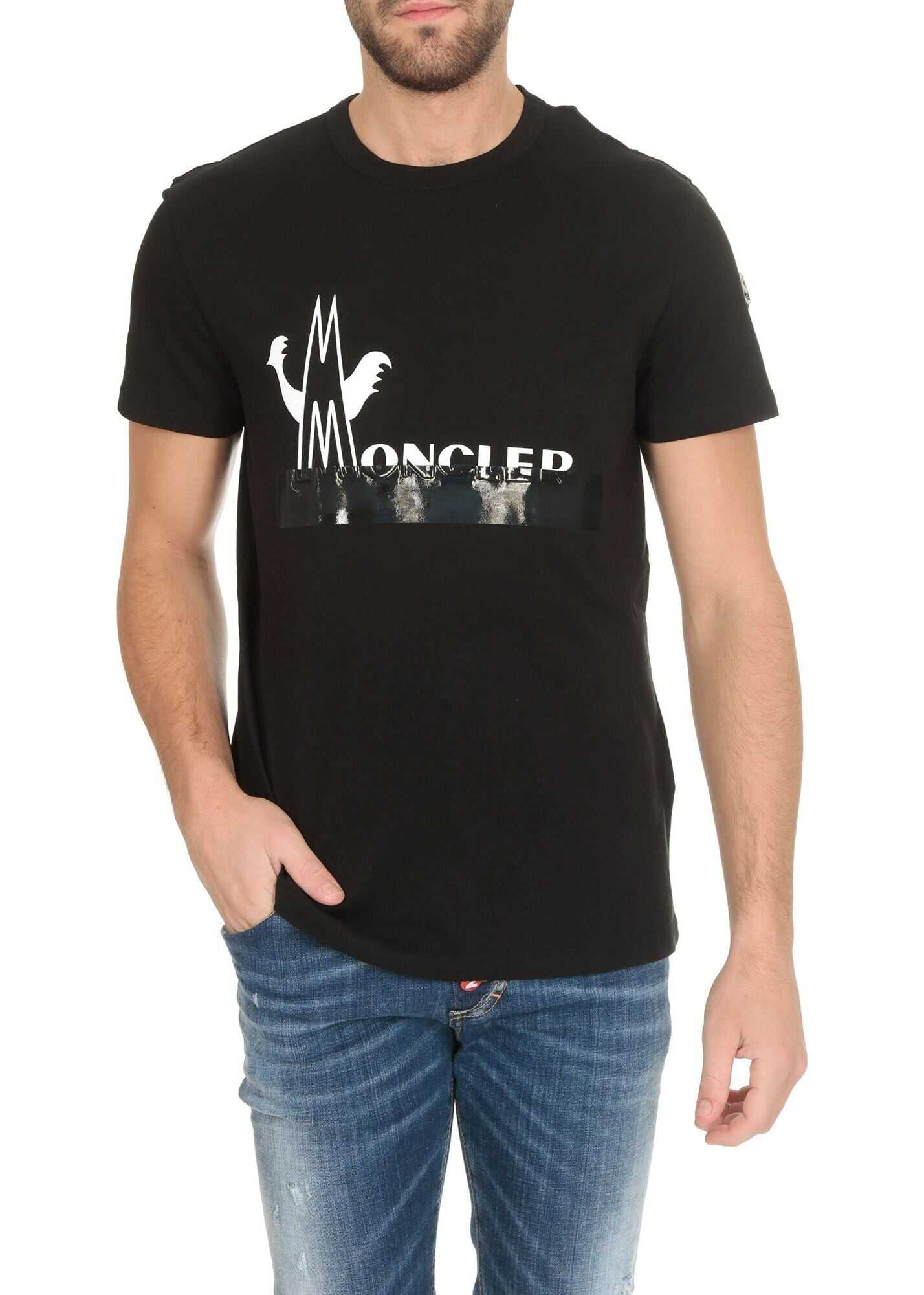 Moncler T-Shirt In Black With Logo Print Black