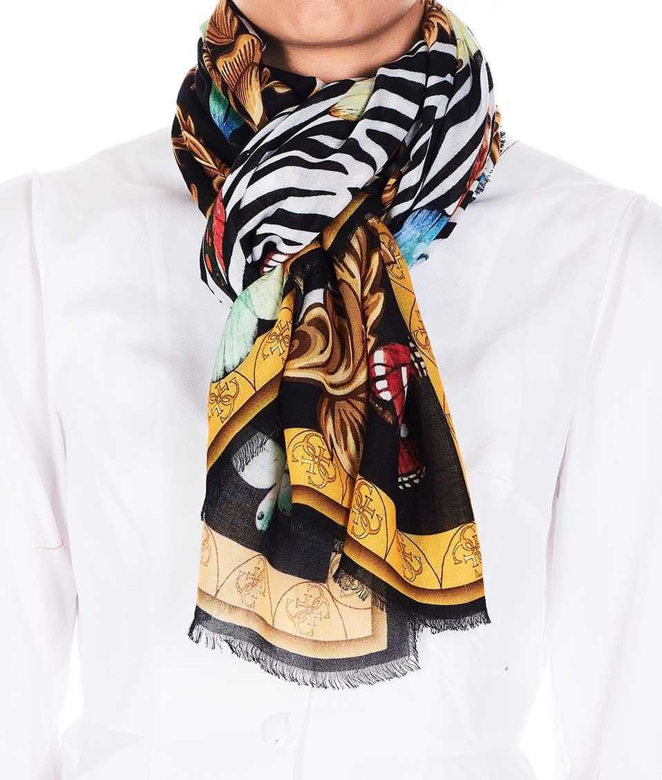 GUESS Lightweight scarf with animal print Black