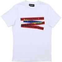 Tricouri Dsquared2 Banner T-Shirt In White Baieti