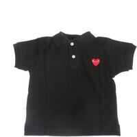 Tricouri Polo Black Polo Shirt With Play Heart Patch Baieti