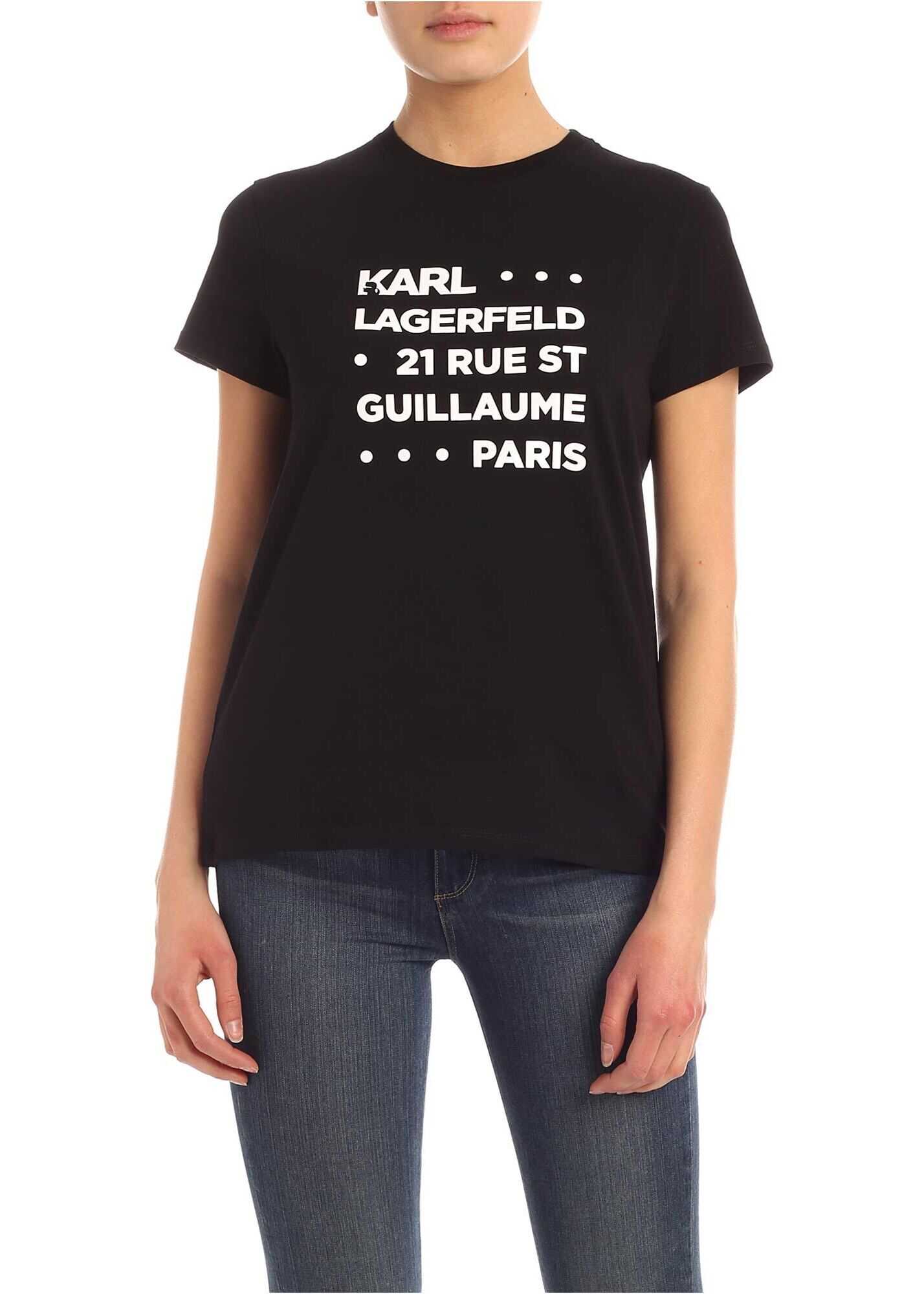 Stacked Logo Address T-Shirt In Black
