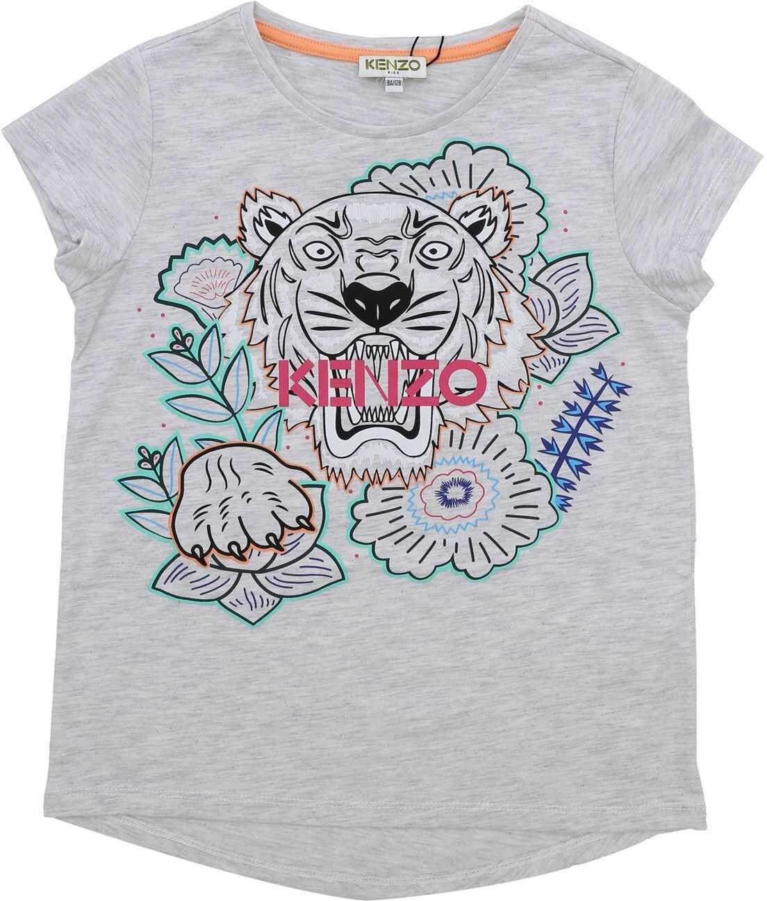 Kenzo Disco Jungle Tiger T-Shirt In Melange Grey Grey