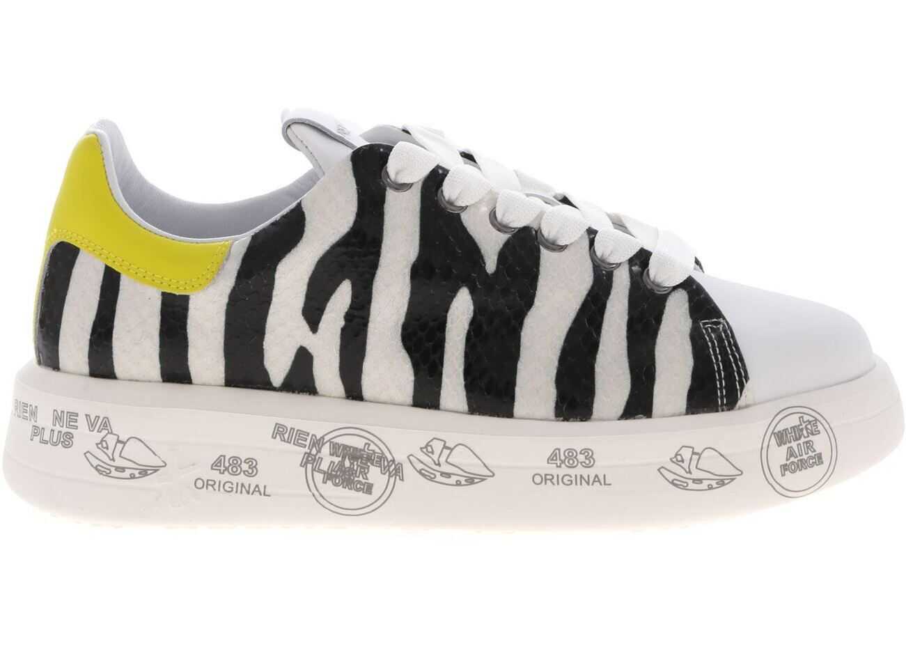Premiata Belle Zebra Print Sneakers In White White